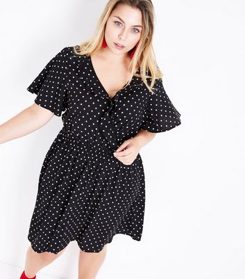 Curves Robe patineuse noire à pois T89cUiwM