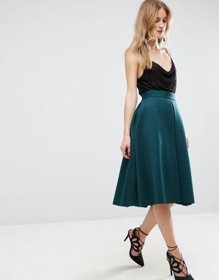Jupe de bal de promo à taille haute en néoprène avec pli inversé SA3xr4pa