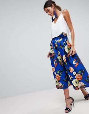 Jupe longue en néoprène fleuri avec taille haute XkXmfBUb