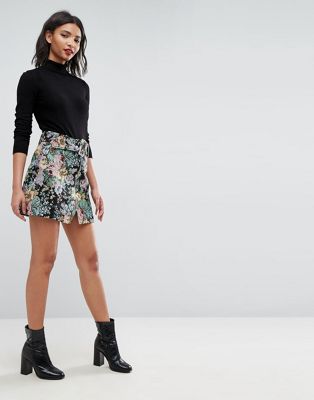 Mini jupe en jacquard fleuri avec ceinture vBDVdEc1 Mini jupe en jacquard fleuri avec ceinture vBDVdEc1