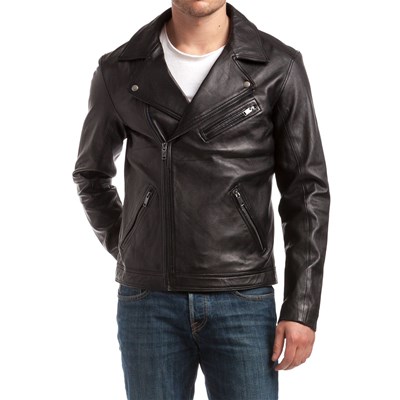 Best Mountain Slimane Veste en cuir noir IFK4eKmb