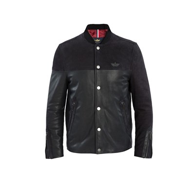 Aerobatix Fonck Blouson aviateur mi cuir mi daim noir cCJh48ok