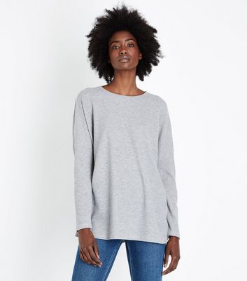 T-shirt gris chiné à manches longues en maille gaufrée AiuYGXzv T-shirt gris chiné à manches longues en maille gaufrée AiuYGXzv