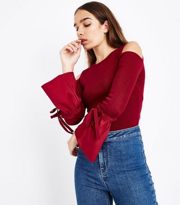 Cameo Rose Pull bordeaux à manches pagode Nb6SMbJW
