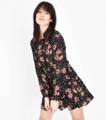 Tall Combishort noir à manches longues et imprimé floral 6PahsegO