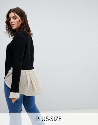 Current Air Plus Current Air Plus Pull en maille avec détail en satin façon chemise rIgA66JZ