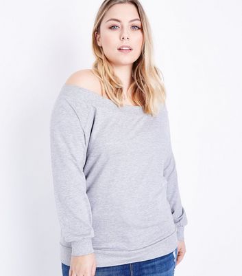Curves Sweat gris à col Bardot XdoQNiGh