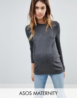 Maternity Maternity Pull ras de cou avec empiècement fantaisie CWUco83H