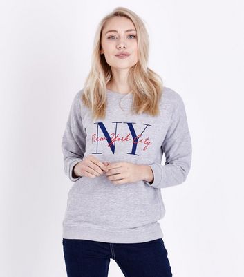 Petite Grey NYC Print Sweatshirt roPLd6es